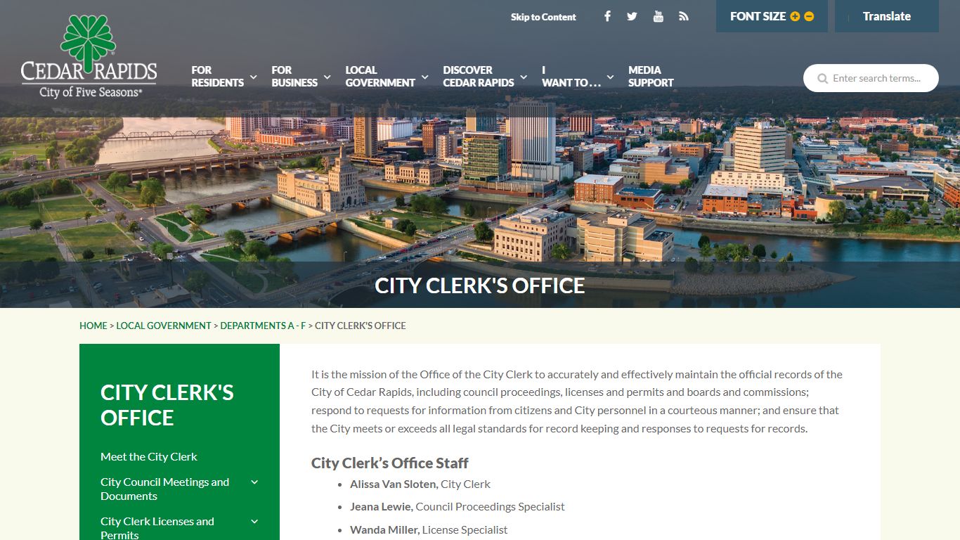 City Clerk's Office - Cedar Rapids, Iowa